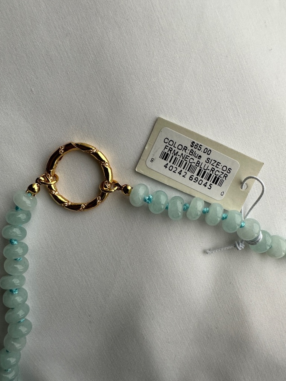Little Words Project Aqua/Blue Beaded Necklace with Gold Ring Mother’s Day gift - Picture 4 of 6